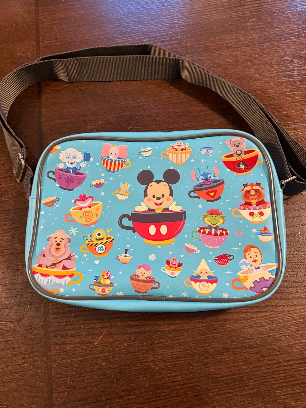 Disney Blue Mickey & Teacup Characters Crossbody Bag